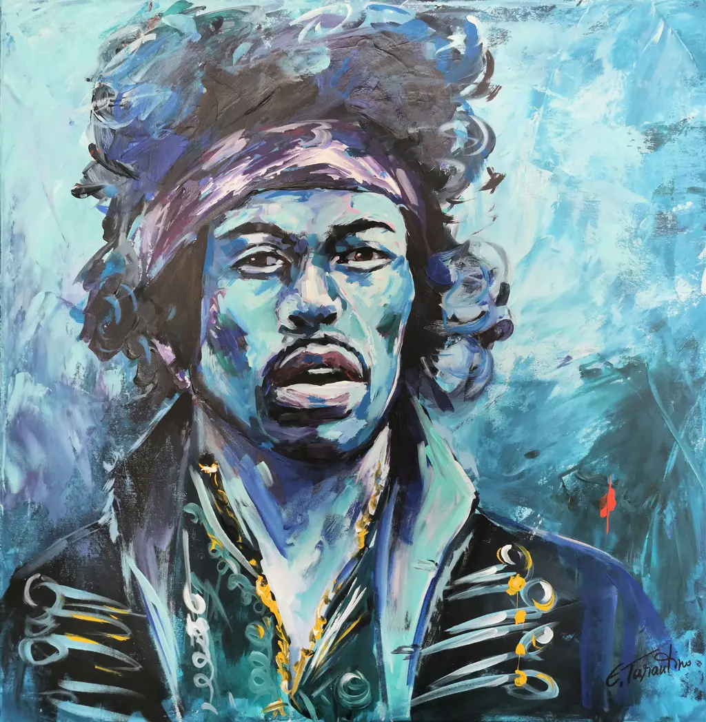 Jimi Hendrix Porträt in Acryl